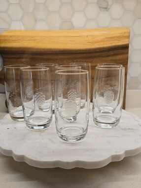 Rare Princess House Etched Pine Cone Crystal Glasses